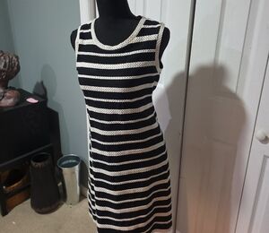Max Studio Black and White Striped Mini Dress